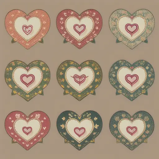 Pattern of vintage heart illustrations. Icon used to identify testimony