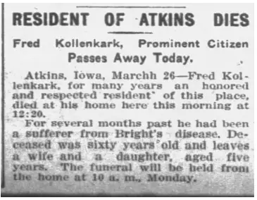News article of an obituary
