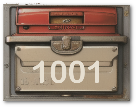 vintage mailbox front with the number 1001