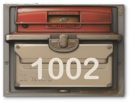 vintage mailbox front with the number 1002