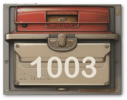 vintage mailbox front with the number 1003 where client will pick up genealogy records gathered by Cathy Fett, My Heritage Hunter
