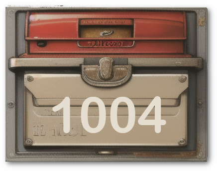 vintage mailbox front with the number 1004 where client will pick up genealogy records gathered by Cathy Fett, My Heritage Hunter