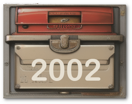 vintage mailbox front with the number 2002 where client will pick up genealogy records gathered by Cathy Fett, My Heritage Hunter