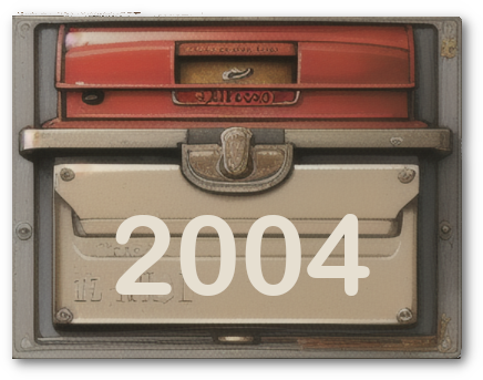 vintage mailbox front with the number 2004 where client will pick up genealogy records gathered by Cathy Fett, My Heritage Hunter