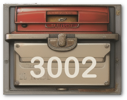 vintage mailbox front with the number 3002 where client will pick up genealogy records gathered by Cathy Fett, My Heritage Hunter
