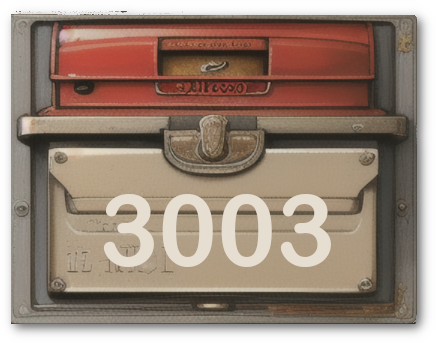 vintage mailbox front with the number 3003 where client will pick up genealogy records gathered by Cathy Fett, My Heritage Hunter