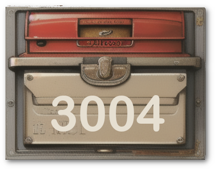 vintage mailbox front with the number 3004 where client will pick up genealogy records gathered by Cathy Fett, My Heritage Hunter